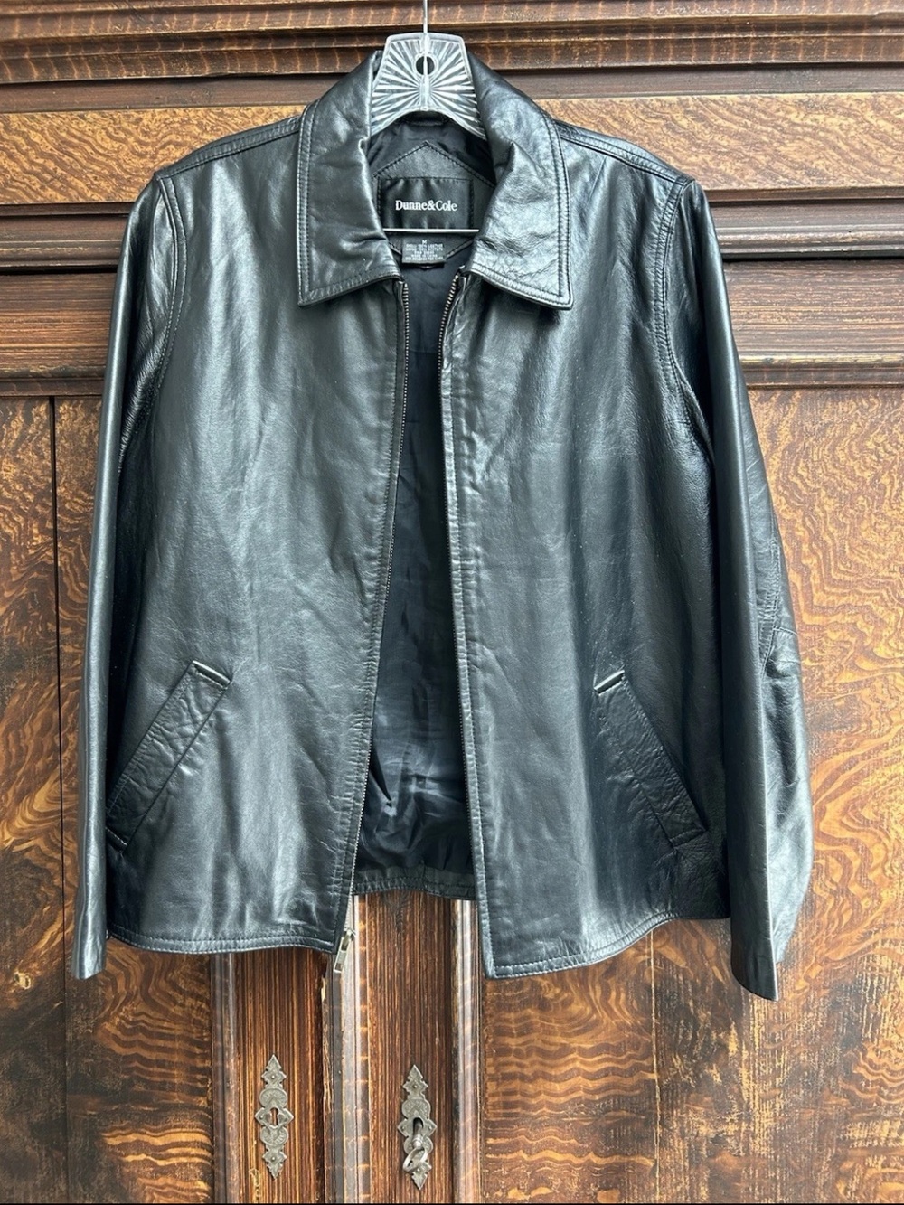 Dunne & Cole vintage Classic Black Leather Jacket y2k style 100%leather shell